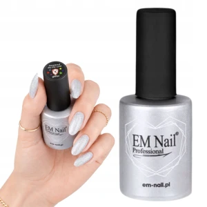 Top hybrydowy z drobinkami do paznokci hartowany EM NAIL Glitter 15ml