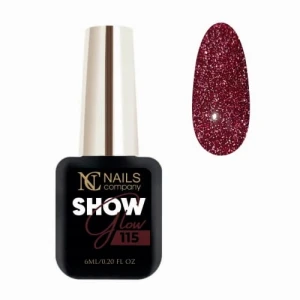 Nails Company czerwony lakier hybrydowy z drobinkami Show Glow 115
